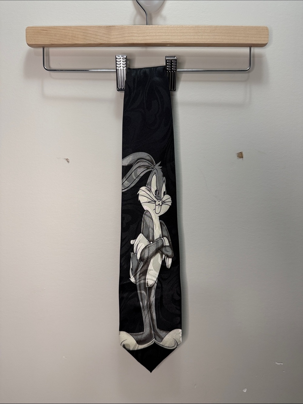 Y2K Bugs Bunny Novelty Black Tie Length 59”